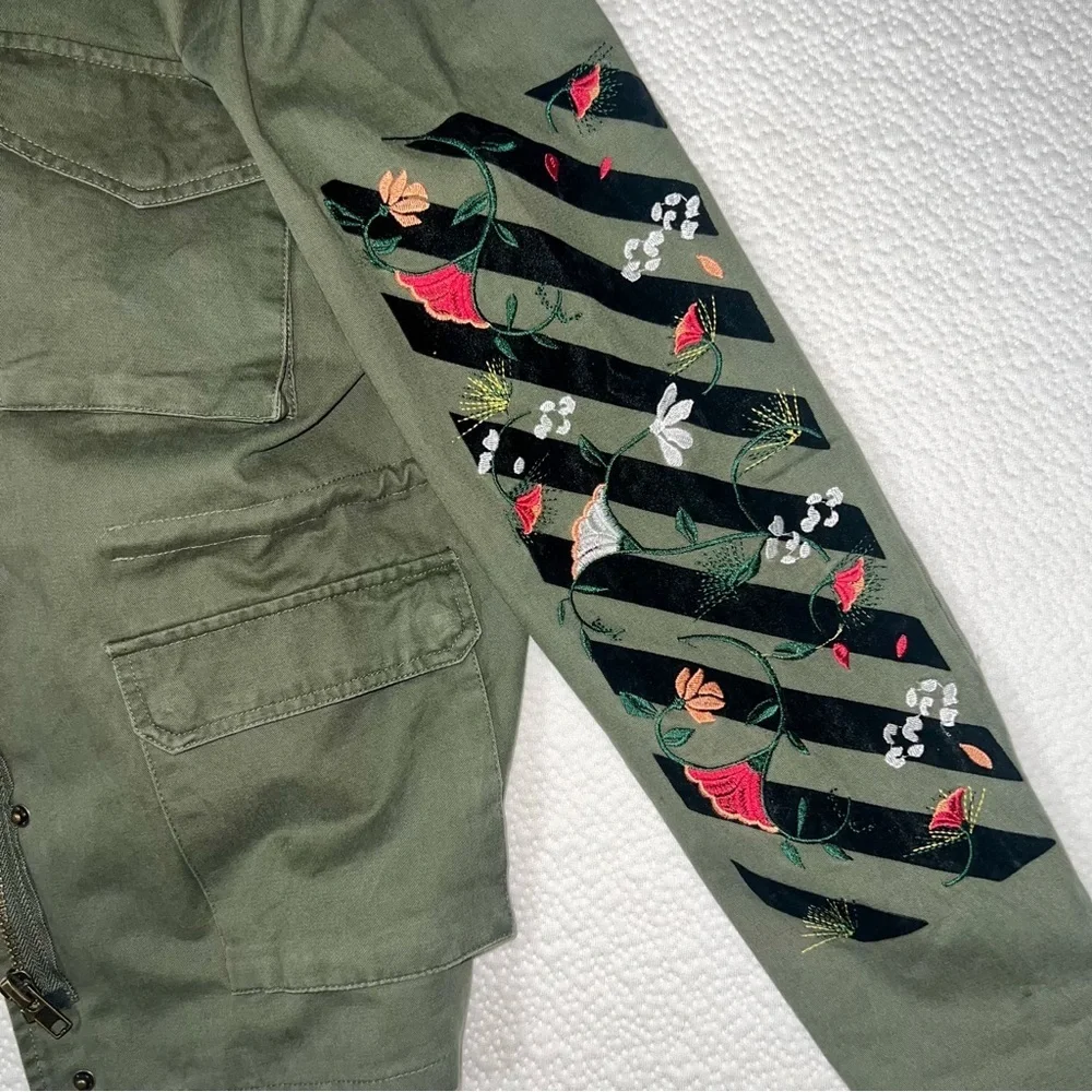 En Creme Womens Embroidery Military Jacket - Olive, Size M - Picture 11 of 12